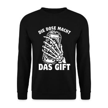 Bier - Die Dose macht das Gift | Wortspiel - Unisex Pullover - Schwarz - Vorne - Alina (178cm) & Michal (187cm)