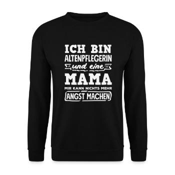 Lustige Pflegekraft Spruch Altenpflege Humor - Unisex Pullover - Schwarz - Vorne - Alina (178cm) & Michal (187cm)