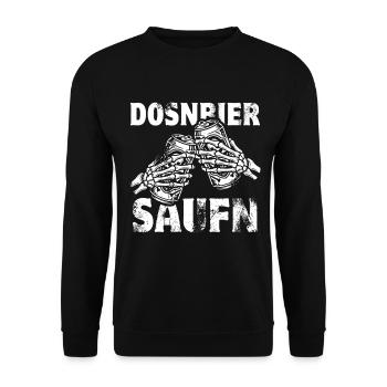 Bierdose Anstoßen | Dosnbier Saufn | Skelett - Unisex Pullover - Schwarz - Vorne - Alina (178cm) & Michal (187cm)