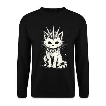 PunkRock, Katze, Punk Rocker Musik - Unisex Pullover - Schwarz - Vorne - Alina (178cm) & Michal (187cm)