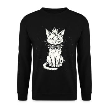 PunkRock, Katze, Punk Rocker Musik - Unisex Pullover - Schwarz - Vorne - Alina (178cm) & Michal (187cm)
