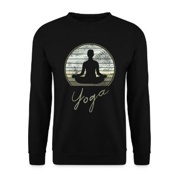 Yoga Vintage Design für Meditation oder Pilates - Unisex Pullover - Schwarz - Vorne - Alina (178cm) & Michal (187cm)