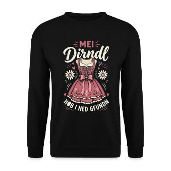 Mein Dirndl hob i ned gefunden - Unisex Pullover - Schwarz - Vorne - Alina (178cm) & Michal (187cm)
