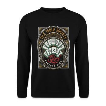 Mahjong Drache im Art Deco Stil - Unisex Pullover - Schwarz - Vorne - Alina (178cm) & Michal (187cm)