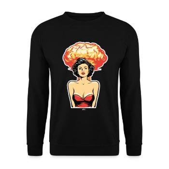 Retro Pop Bombshell Kunst - Unisex Pullover - Schwarz - Vorne - Alina (178cm) & Michal (187cm)