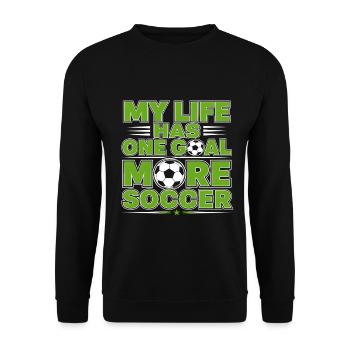 Mein Leben hat ein Ziel | Fußball Liebe - Unisex Pullover - Schwarz - Vorne - Alina (178cm) & Michal (187cm)