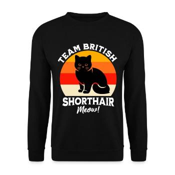 Team Britisch Kurzhaar Katze - Unisex Pullover - Schwarz - Vorne - Alina (178cm) & Michal (187cm)