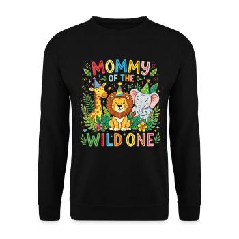 Mama Safari 1. Geburtstag Tierliebhaber Mama - Unisex Pullover - Schwarz - Vorne - Alina (178cm) & Michal (187cm)