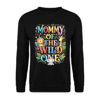 Mama Safari 1. Geburtstag Tierliebhaber Mama - Unisex Pullover - Schwarz - Vorne - Alina (178cm) & Michal (187cm)
