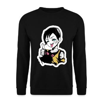 Daumen hoch Punkgirl Sticker - Unisex Pullover - Schwarz - Vorne - Alina (178cm) & Michal (187cm)