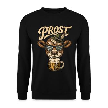 Bayern Volksfest Kuh -  Bier Tracht - Unisex Pullover - Schwarz - Vorne - Alina (178cm) & Michal (187cm)