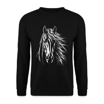 Pferd, Pferdekopf, Pferdebesitzer, Pferdeliebhaber - Unisex Pullover - Schwarz - Vorne - Alina (178cm) & Michal (187cm)