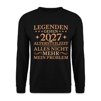 Altersteilzeit 2027 Vorruhestand Kollege Geschenk - Unisex Pullover - Schwarz - Vorne - Alina (178cm) & Michal (187cm)