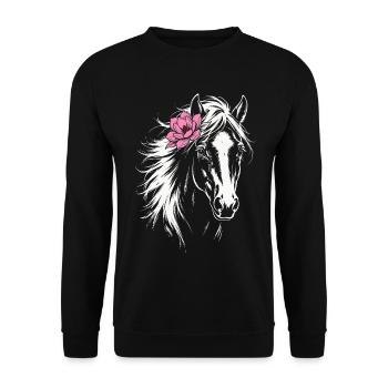 Pferd, Pferdekopf, Pferdebesitzer, Pferdeliebhaber - Unisex Pullover - Schwarz - Vorne - Alina (178cm) & Michal (187cm)