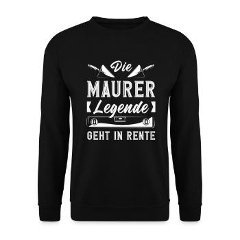 Lustiges Maurer Spruch Handwerker Design Geschenk - Unisex Pullover - Schwarz - Vorne - Alina (178cm) & Michal (187cm)