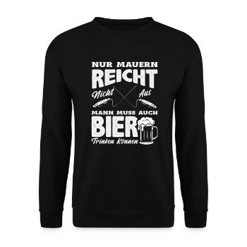 Lustiges Maurer Spruch Handwerker Design Geschenk - Unisex Pullover - Schwarz - Vorne - Alina (178cm) & Michal (187cm)