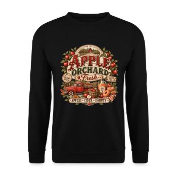 Apple Orchard | Apfelernte Herbst Vintage - Unisex Pullover - Schwarz - Vorne - Alina (178cm) & Michal (187cm)