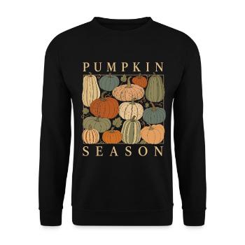 Pumpkin Season - Cozy Kürbis Herbst  - Unisex Pullover - Schwarz - Vorne - Alina (178cm) & Michal (187cm)