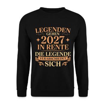 Rentner 2027 Legende verabschiedet sich - Unisex Pullover - Schwarz - Vorne - Alina (178cm) & Michal (187cm)