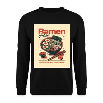 Ramen Addict Noodle Lover Vintage Bowl Design - Unisex Pullover - Schwarz - Vorne - Alina (178cm) & Michal (187cm)