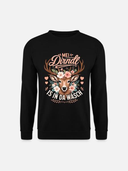 Mei Dirndl is in da Wäsch Trachten Ersatz - Unisex Pullover - Schwarz