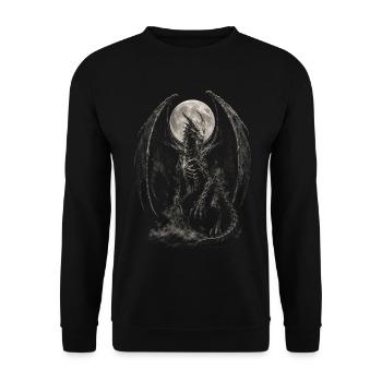 Skelett Drache Fantasy - Unisex Pullover - Schwarz - Vorne - Alina (178cm) & Michal (187cm)