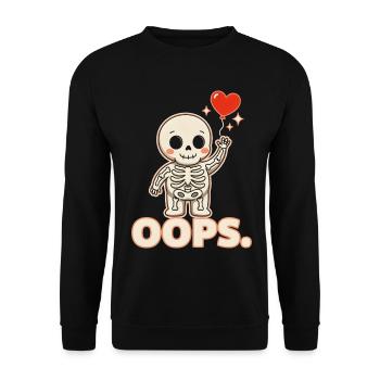 Skelettherzballon OOPS - Unisex Pullover - Schwarz - Vorne - Alina (178cm) & Michal (187cm)