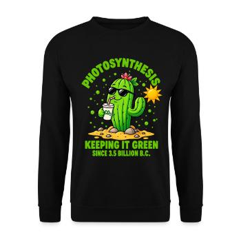 Kakteen-Retro-Photosynthese - Unisex Pullover - Schwarz - Vorne - Alina (178cm) & Michal (187cm)