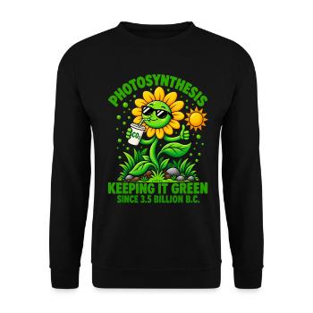 Sonnenblumen-Retro-Photosynthese - Unisex Pullover - Schwarz - Vorne - Alina (178cm) & Michal (187cm)