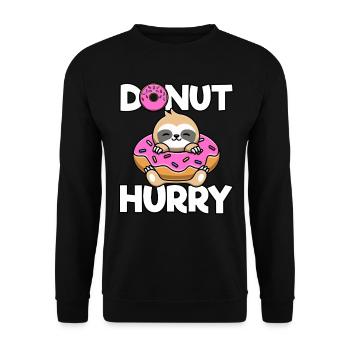 Süßes Kawaii Faultier Donut Hurry Süßigkeiten Fan - Unisex Pullover - Schwarz - Vorne - Alina (178cm) & Michal (187cm)