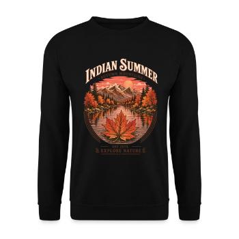 Indian Summer | Explore Nature | Herbstzeit - Unisex Pullover - Schwarz - Vorne - Alina (178cm) & Michal (187cm)