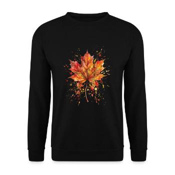 Indian Summer | Autumn Vibes | Herbstblatt - Unisex Pullover - Schwarz - Vorne - Alina (178cm) & Michal (187cm)