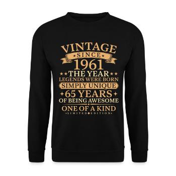 Vintage 1961 Simply Unique 65th Birthday - Unisex Pullover - Schwarz - Vorne - Alina (178cm) & Michal (187cm)