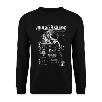 Katzenphysik Wurfparabel Lehrer Wissenschaft Humor - Unisex Pullover - Schwarz - Vorne - Alina (178cm) & Michal (187cm)