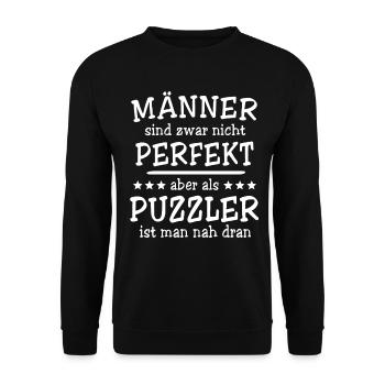 Puzzler Männer - Unisex Pullover - Schwarz - Vorne - Alina (178cm) & Michal (187cm)