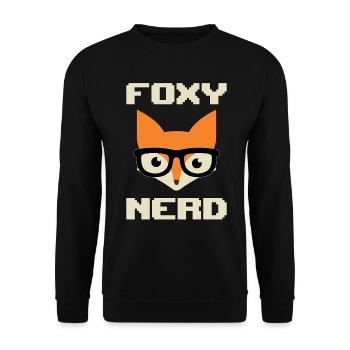 Foxy Nerd Pixel Fuchs Brille Informatiker IT - Unisex Pullover - Schwarz - Vorne - Alina (178cm) & Michal (187cm)