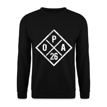 OPA 26 | Großvater Geschenk - Unisex Pullover - Schwarz - Vorne - Alina (178cm) & Michal (187cm)