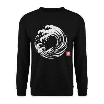 Great Wave Japanese Minimal Art - Unisex Pullover - Schwarz - Vorne - Alina (178cm) & Michal (187cm)