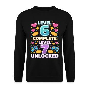Level 6 Komplett Level 7 Freigeschaltet - Unisex Pullover - Schwarz - Vorne - Alina (178cm) & Michal (187cm)