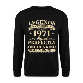 Jahrgang 1971 Simply Unique 55th Birthday - Unisex Pullover - Schwarz - Vorne - Alina (178cm) & Michal (187cm)