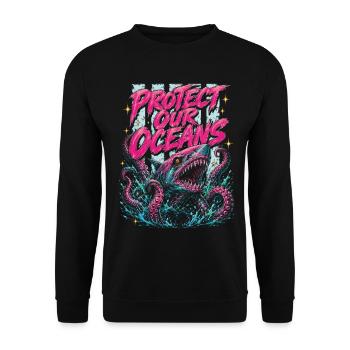 Kryptid-Seeungeheuer Lusca beschützt unsere Ozeane - Unisex Pullover - Schwarz - Vorne - Alina (178cm) & Michal (187cm)