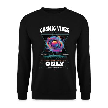 Trippiges Festival-Hippie-Batik Cosmic Vibes Only - Unisex Pullover - Schwarz - Vorne - Alina (178cm) & Michal (187cm)