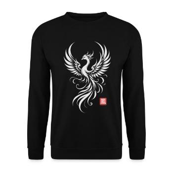 Phoenix Japanese Art Mythical Bird Rebirth - Unisex Pullover - Schwarz - Vorne - Alina (178cm) & Michal (187cm)