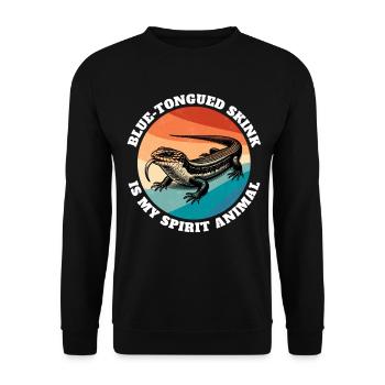 Blauzungenskink Sprüche - Unisex Pullover - Schwarz - Vorne - Alina (178cm) & Michal (187cm)
