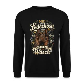 Meine Lederhosen sind in der Wäsche - Unisex Pullover - Schwarz - Vorne - Alina (178cm) & Michal (187cm)
