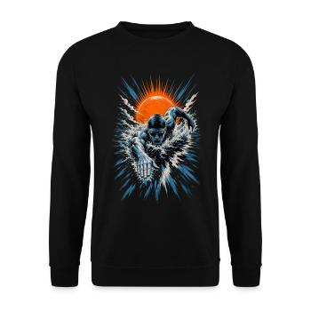 Schwimmen - Unisex Pullover - Schwarz - Vorne - Alina (178cm) & Michal (187cm)