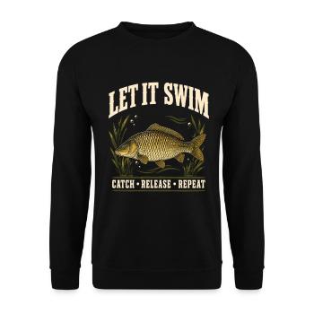 Karpfenangeln Catch and Release Shirt - Unisex Pullover - Schwarz - Vorne - Alina (178cm) & Michal (187cm)