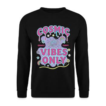 Psychedelisches Festival-Hippie-Pilz-Batik-Kosmisch - Unisex Pullover - Schwarz - Vorne - Alina (178cm) & Michal (187cm)