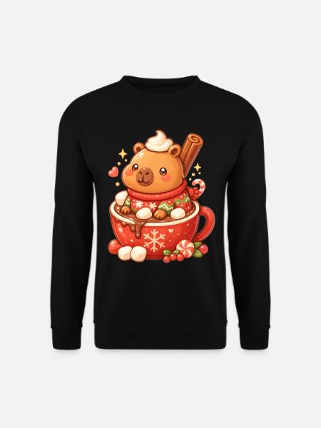 Capybara Heiße Schokolade Weihnachten - Unisex Pullover - Schwarz