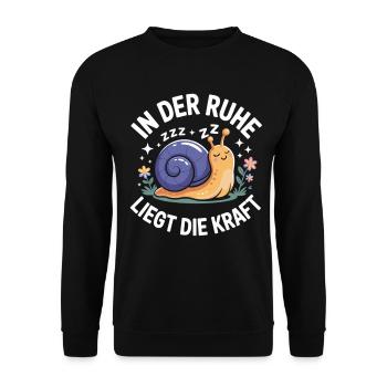 In der Ruhe liegt die Kraft - Unisex Pullover - Schwarz - Vorne - Alina (178cm) & Michal (187cm)